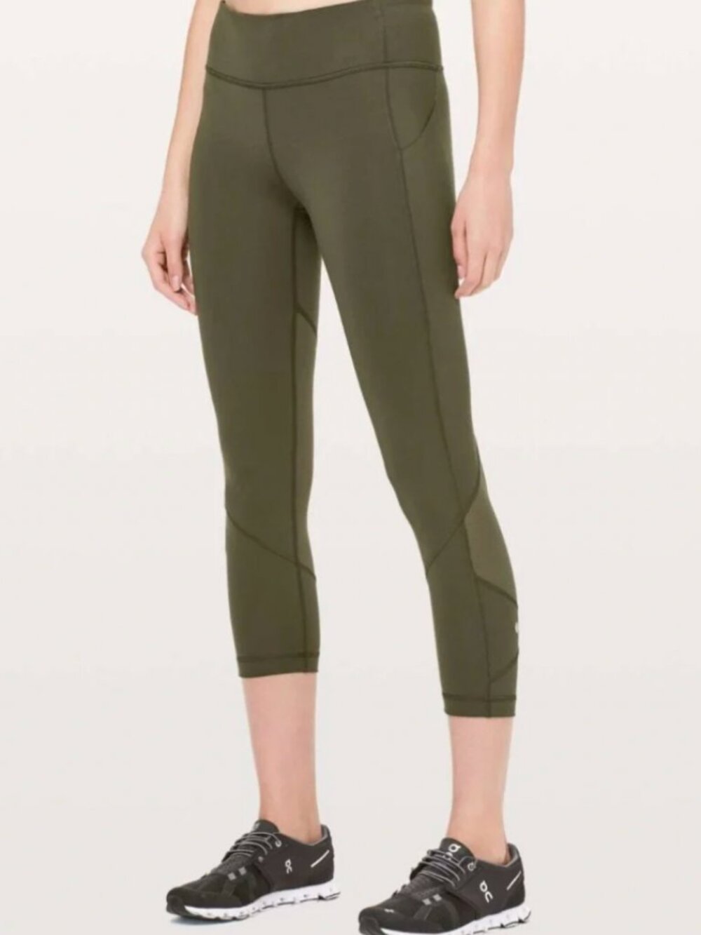 Lululemon Pace Rival High-Rise Crop 22" in Dark Olive - Size: 4